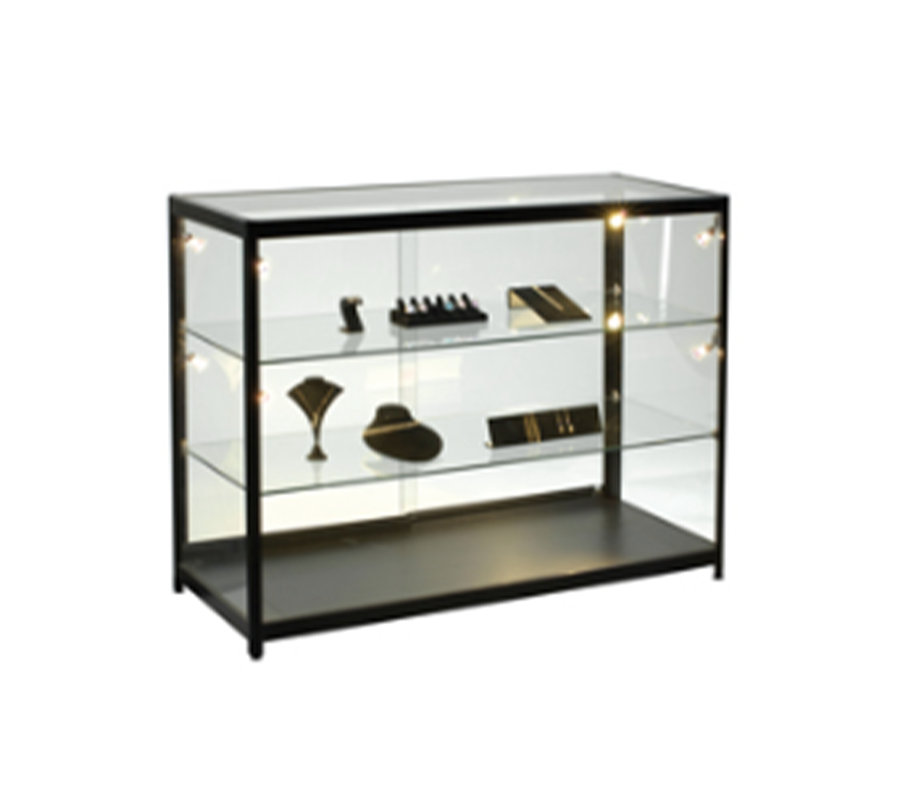 4′ Black Extra Vision Display Case w/LED Spotlights