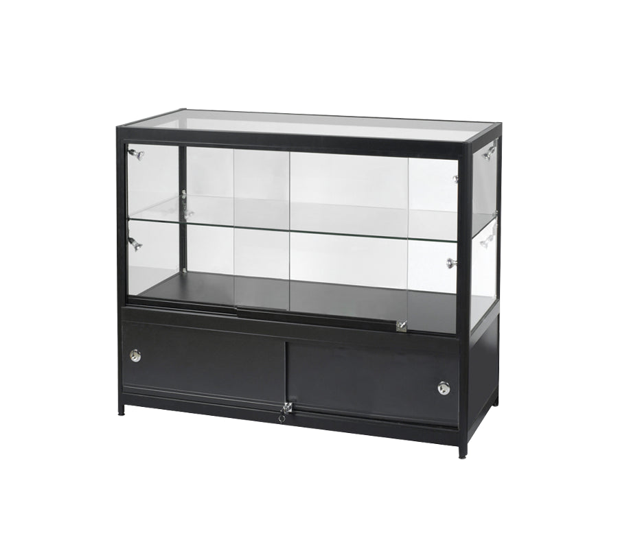 Fully Assembled 4′ Black Extra Half Vision Display Case w/LED Spotlights