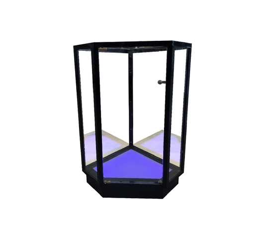 38″H Black Extra Vision Pentagon Corner Case w/ RGB Lighted Base