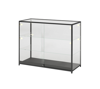 4′ Black Extra Vision Display Case w/LED Spotlights