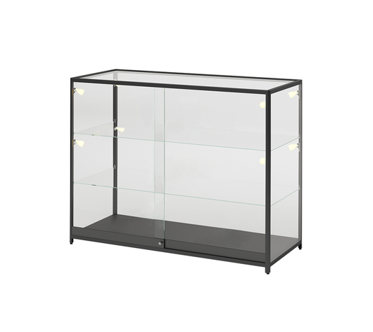 4′ Black Extra Vision Display Case w/LED Spotlights