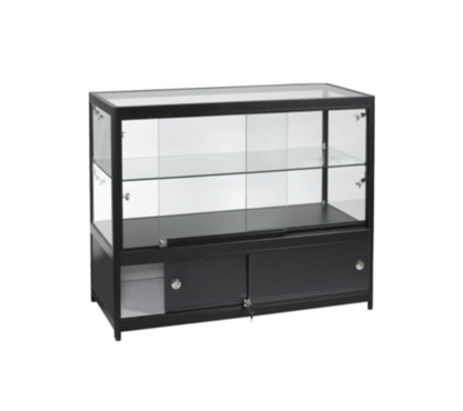 Fully Assembled 4′ Black Extra Half Vision Display Case w/LED Spotlights