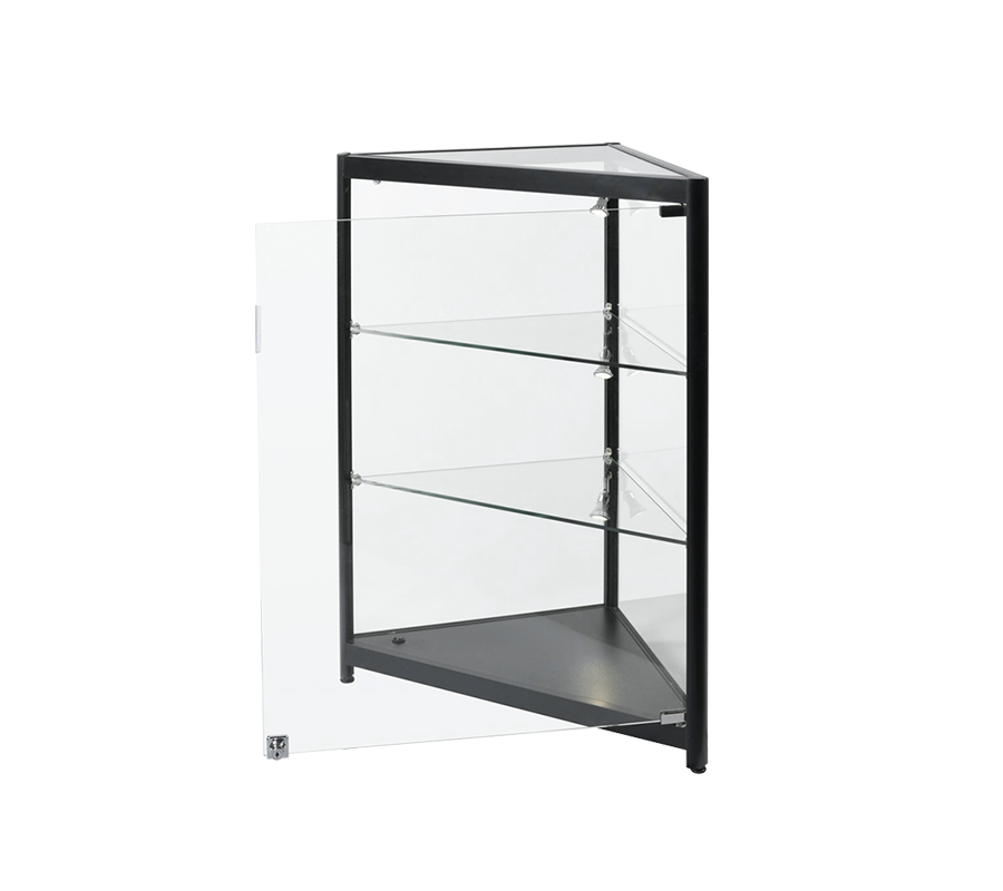 Fully Assembled Corner Display Case w/LED Spotlights