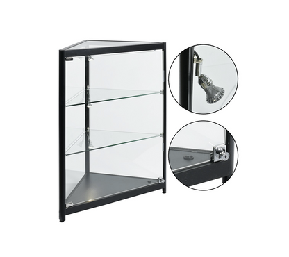 Fully Assembled Corner Display Case w/LED Spotlights